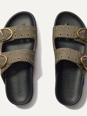 Rothy's Buckle Slide in Eyelet Safari